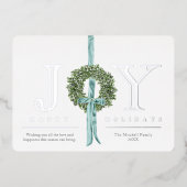 クラシックリースリボン水彩写真なし 箔シーズンカード (正面)