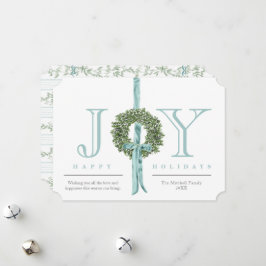 クラシックリースリボン水彩模様なし写真 シーズンカード