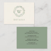 クラシックリース水の色の結婚詳細 エンクロージャーカード (正面/裏面)