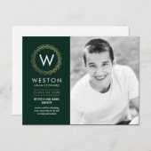 クラシックリース編集可能カラー卒業はがき インビテーションポストカード (正面/裏面)