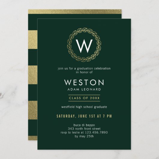 クラシックリース編集可能カラー目盛招待状 招待状 (正面/裏面)