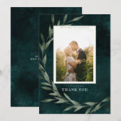 クラシックリーフ エメラルド ありがとう 招待状 (正面/裏面)