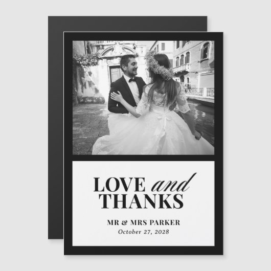 クラシックルクセ | エレガントな結婚式の写真ありがとう マグネット招待状 (正面/裏面)