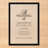 クラシックルクセ | エレガント黒のフレ結婚ーム アクリル招待状 (正面)