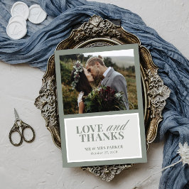 クラシックルクセ | エレガントSage Green結婚の写真 サンキューカード