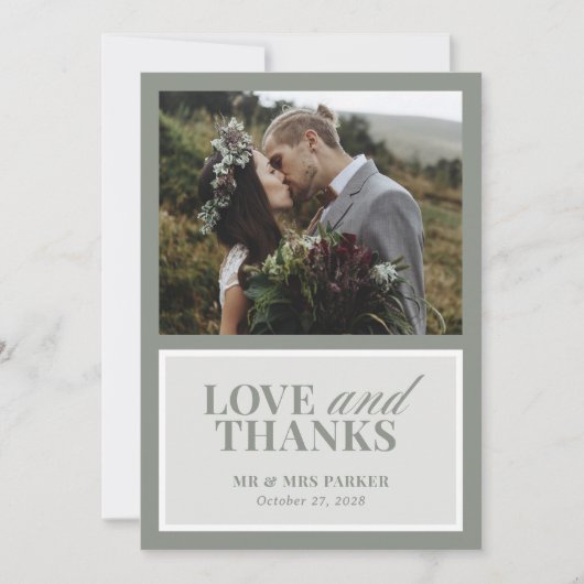 クラシックルクセ | エレガントSage Green結婚の写真 サンキューカード (正面)