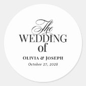 クラシックルクセ | シンプル白結婚黒 ラウンドシール (正面)