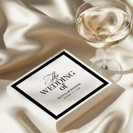 クラシックルクセ | 黒エレガント白結婚の スタンダードカクテルナプキン