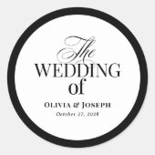 クラシックルクセ | 黒エレガント白結婚の ラウンドシール (正面)