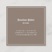 クラシックルックエレガントデザインプロフェッショナルノスタルジック スクエア名刺 (裏面)