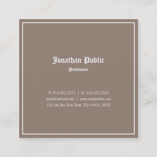クラシックルックエレガントデザインプロフェッショナルノスタルジック スクエア名刺 (裏面)