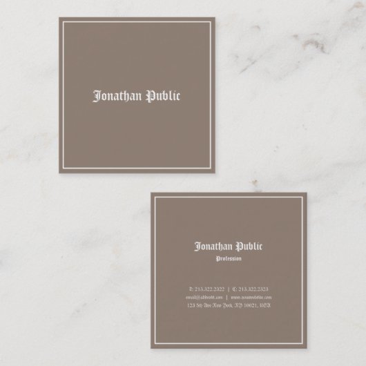 クラシックルックエレガントデザインプロフェッショナルノスタルジック スクエア名刺 (正面/裏面)