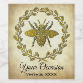 クラシックルック金ゴールドビーany大事な行事 ワインラベル (シングルラベル)