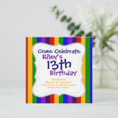 クラシックレインボー縦ストライプカラフルズ 招待状 (スタンド正面)