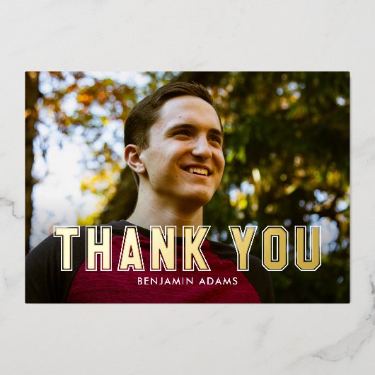 クラシックレジテートフラットフォイルグラードサンキューカード 箔招待状 (正面)