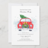 クラシックレッドカーファミリークリスマスパーティー 招待状 (正面)