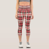 クラシックレッドキャンベルクランタータンチェックプレイドデザイン カプリレギンス (正面)