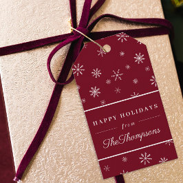 クラシックレッドクリスマススノーフレークスハッピーホリデー ギフトタグ