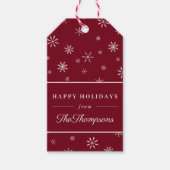 クラシックレッドクリスマススノーフレークスハッピーホリデー ギフトタグ (正面)