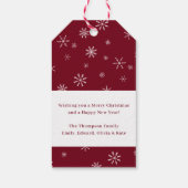 クラシックレッドクリスマススノーフレークスハッピーホリデー ギフトタグ (裏面)