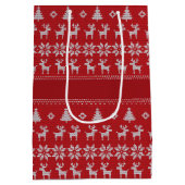 クラシックレッドクリスマスツリーリンデカスタムパーティー ミディアムペーパーバッグ (裏面)