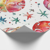 クラシックレッドクリスマスボールデザイン ラッピングペーパー (角)