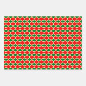 クラシックレッドグリーンと金ゴールドホリデーパターン ラッピングペーパーシート (正面3)