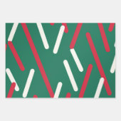 クラシックレッドグリーンアンドホワイトホリデーチャーム ラッピングペーパーシート (正面3)