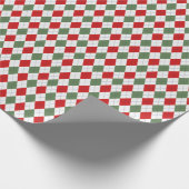 クラシックレッドグリーンクリスマスモールアーガイルダイヤモンド ラッピングペーパー (角)