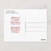 クラシックレッドグリーンブルーホワイトプレイドパターンホリデー ポストカード (裏面)