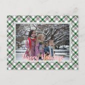 クラシックレッドグリーンブルーホワイトプレイドパターンホリデー ポストカード (正面)