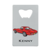 クラシックレッドコルベットデザインボトルオープナー クレジットカード栓抜き (裏面)