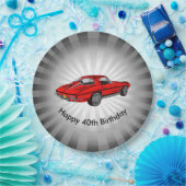 クラシックレッドコルベットデザイン紙パーティープレート ペーパープレート (パーティー)