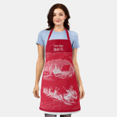 クラシックレッドサンタクロース エプロン (着用した状態)