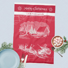 クラシックレッドサンタクロース キッチンタオル