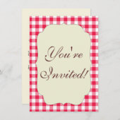 クラシックレッドジンガム地方の模様 招待状 (正面/裏面)