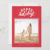 クラシックレッドスクエアフォトレトロクリスマス シーズンカード (正面)