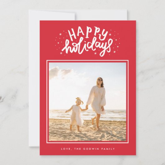 クラシックレッドスクエアフォトレトロクリスマス シーズンカード (正面)