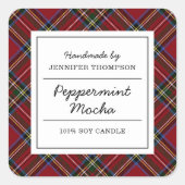 クラシックレッドタータンチェックホリデイ スクエアシール (正面)