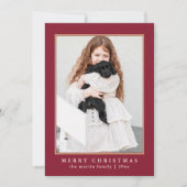 クラシックレッドチェックパターンメリークリスマスフォト シーズンカード (正面)