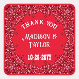 クラシックレッドバンダナ西結婚州サンキュー スクエアシール