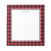 クラシックレッドブラックバッファロープレイドタータンチェック名 ノートパッド (正面)