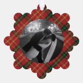 クラシックレッドプレイドクリスマスフォトオーナメントカード オーナメントカード (裏面)