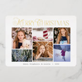 クラシックレッドプレイドハッピーホリデーフォイルフォトカード 箔シーズンカード (正面)