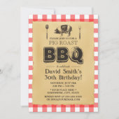 クラシックレッドプレイドピグローストBBQバースデーパーティー 招待状 (正面)