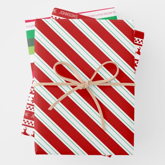 クラシックレッドホワイトとグリーンクリスマスコレクション ラッピングペーパーシート (インサイチュ)