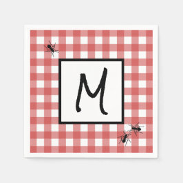 クラシックレッドホワイトギンガムアンツBBQピクニックパーティー スタンダードカクテルナプキン