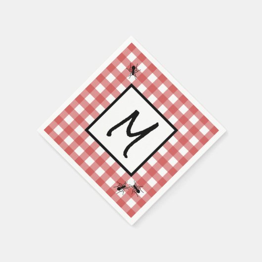 クラシックレッドホワイトギンガムアンツBBQピクニックパーティー スタンダードカクテルナプキン (角)