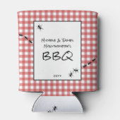 クラシックレッドホワイトギンガムアンツBBQピクニックパーティー 缶クーラー (裏面)