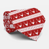 クラシックレッドホワイトトナディアスノーフレークセータースタイル ネクタイ (ロール)